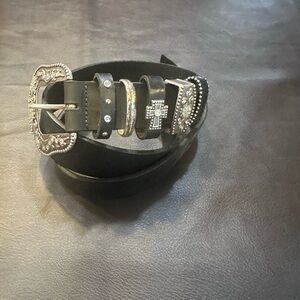 Black Embellished Women's Belt